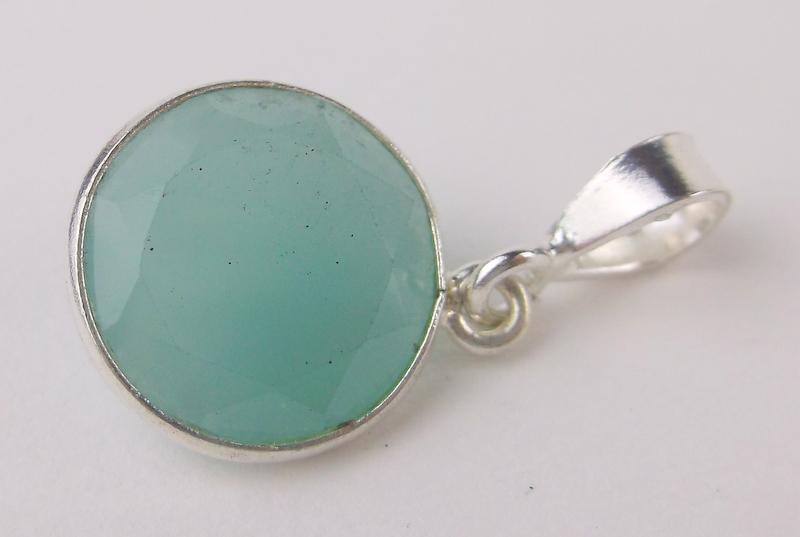 New Sterling Silver Aqua Chalcedony Pendant (1 of 1)