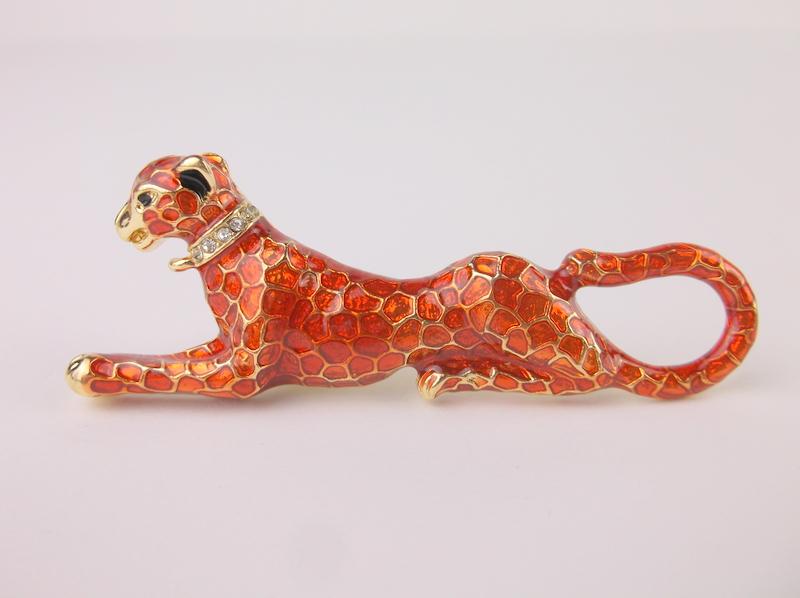 Stunning Large Enameled Rhinestone Leopard Brooch (1 of 1)