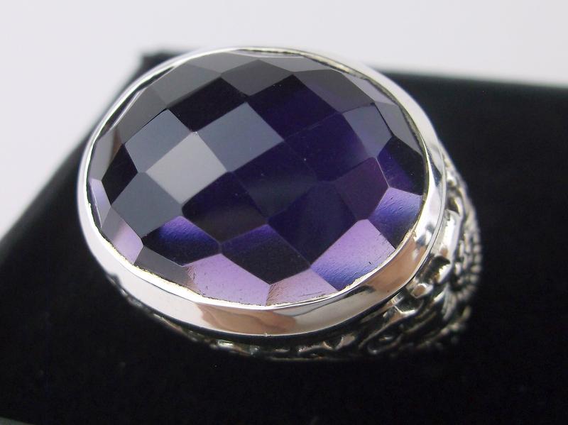 New Boxed Large Sterling Silver 15ct Amethyst Ring 7 (1 of 2)