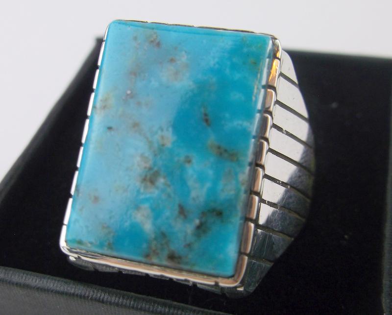 Huge Navajo Ray Jack Sterling Turquoise Ring 10.5 (1 of 3)
