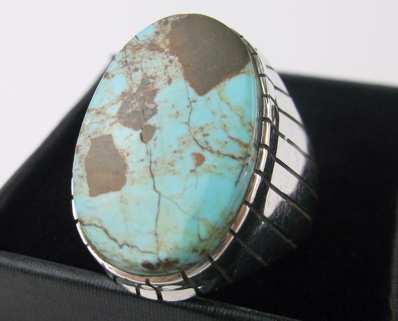 Huge Navajo Ray Jack Sterling King Turquoise Ring 10: Ray Jack, Navajo Handmade Solid Sterling Silver Ring, Boxed, in Brand new Never Worn Condition, very heavy thick ring.