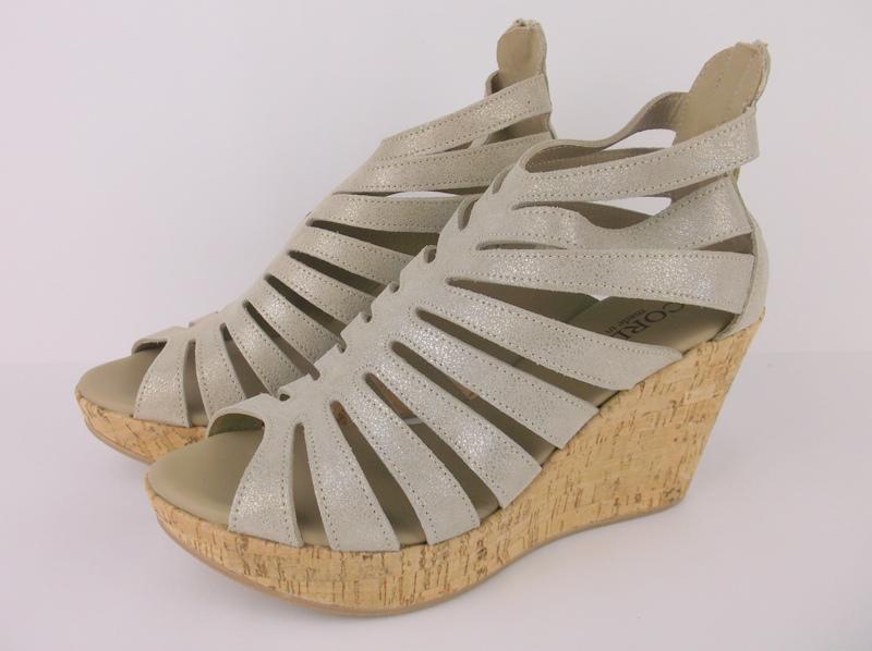 New Cordani Italian Leather Cork Wedge Heels 7 38: new condition