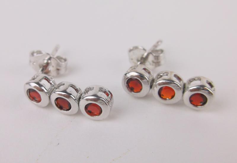 Stunning Sterling Silver Red Stone Earrings (1 of 1)