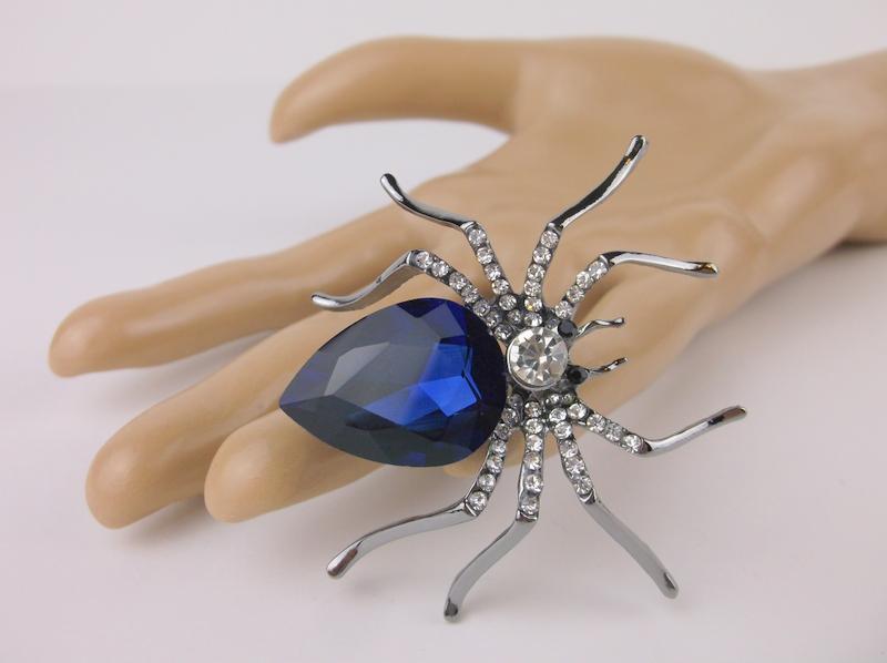 Stunning Large Enameled Rhinestone Spider Brooch (1 of 1)