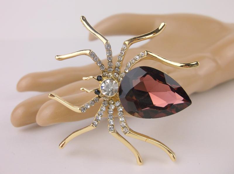 Stunning Large Enameled Rhinestone Spider Brooch (1 of 1)