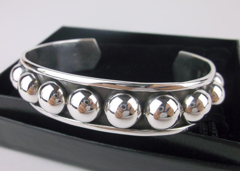 Stunning Heavy Taxco Sterling Silver Cuff Bracelet TJ65 (1 of 5)