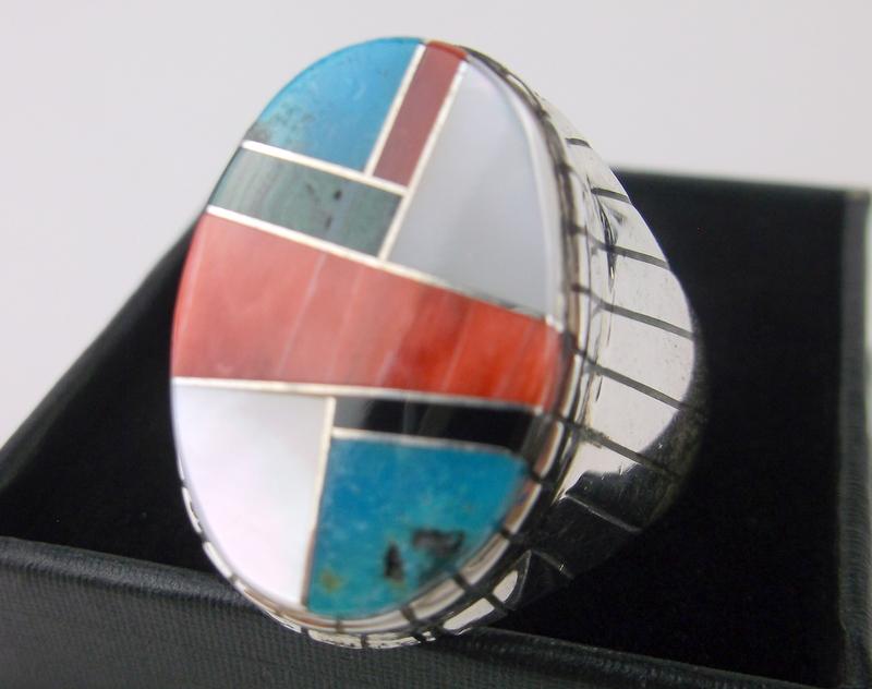 Huge Navajo Ray Jack Sterling Multi Stone Ring 12: Ray Jack, Navajo Handmade Solid Sterling Silver Ring, Boxed, in Brand new Never Worn Condition, very heavy thick ring.