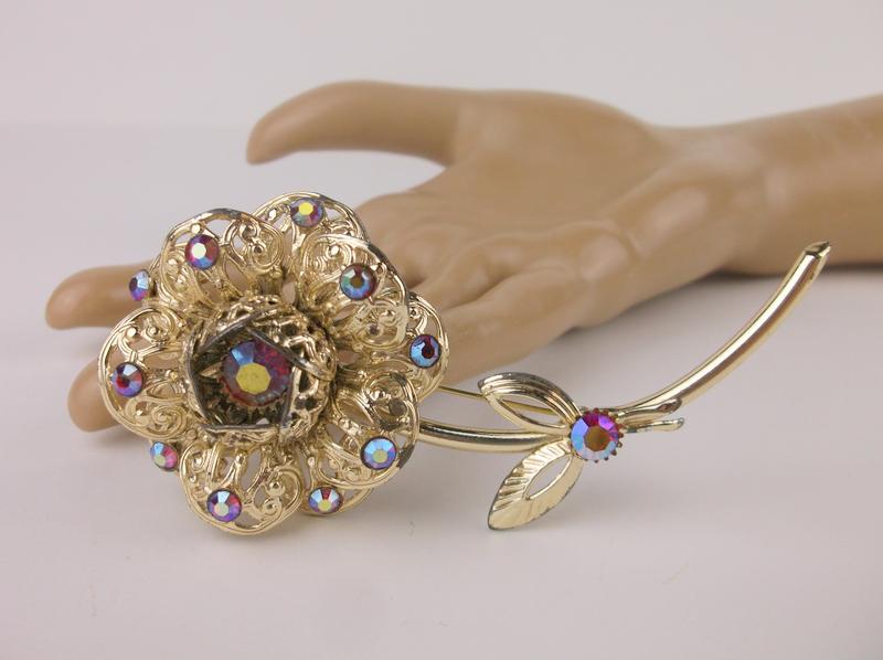 Stunning Antique 1960s Large Rhinestone Brooch (1 of 3)