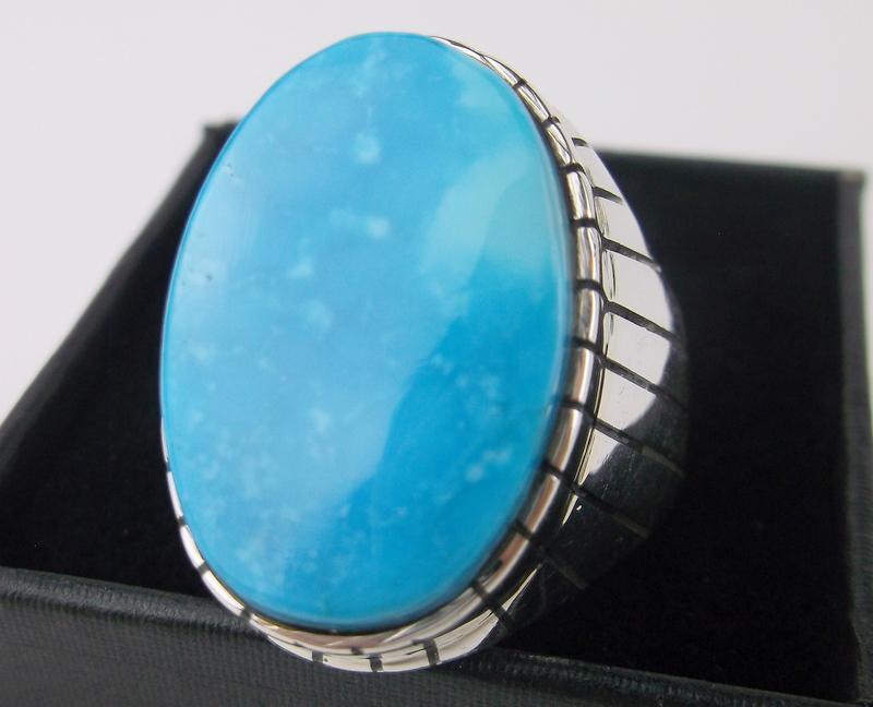 Huge Navajo Ray Jack Sterling Cloud Turquoise Ring 10.5: Ray Jack, Navajo Handmade Solid Sterling Silver Ring, Boxed, in Brand new Never Worn Condition, very heavy thick ring.