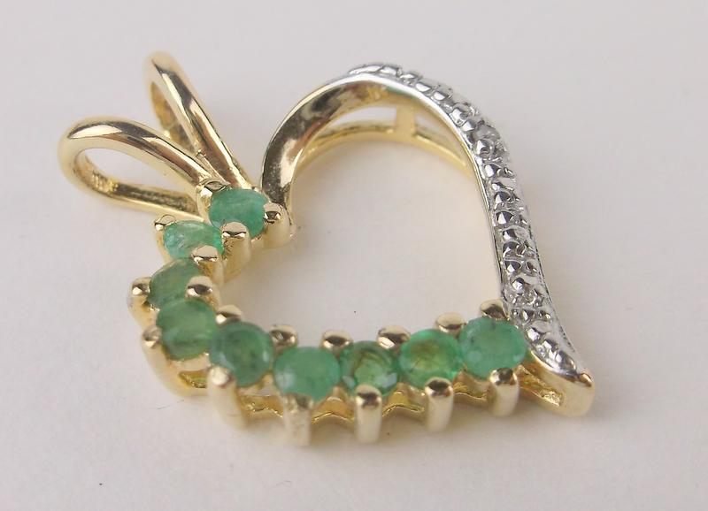 Stunning Gold Over Sterling Emerald Diamond Pendant (1 of 1)