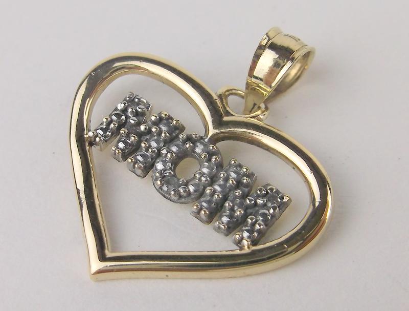 Stunning 10kt Gold Diamond Mom Pendant (1 of 1)