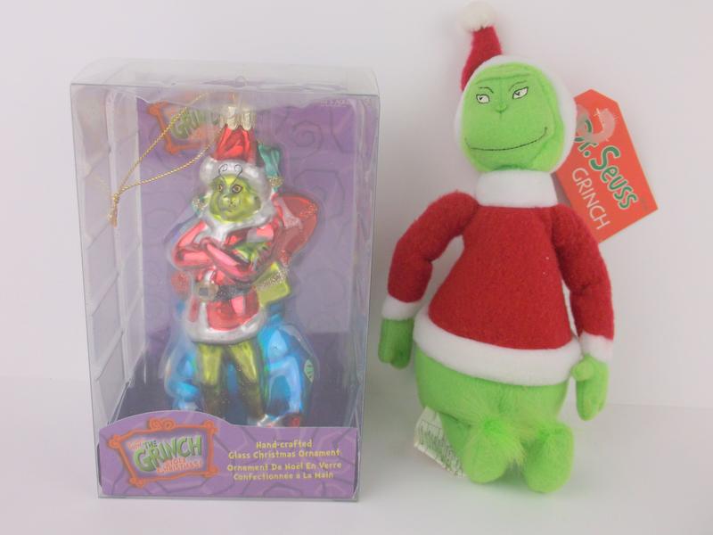 Kurt Adler Grinch Glass Christmas Ornament Plush: A New in Box Kurt Adler Warner Bros The Grinch Hand Blown Glass Christmas ornament and New With Tags Grinch Plush
