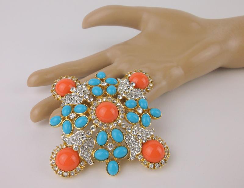 Stunning Huge Kenneth J Lane Rhinestone Brooch Pend: Mint Condition, In Like New Condition, Perfect