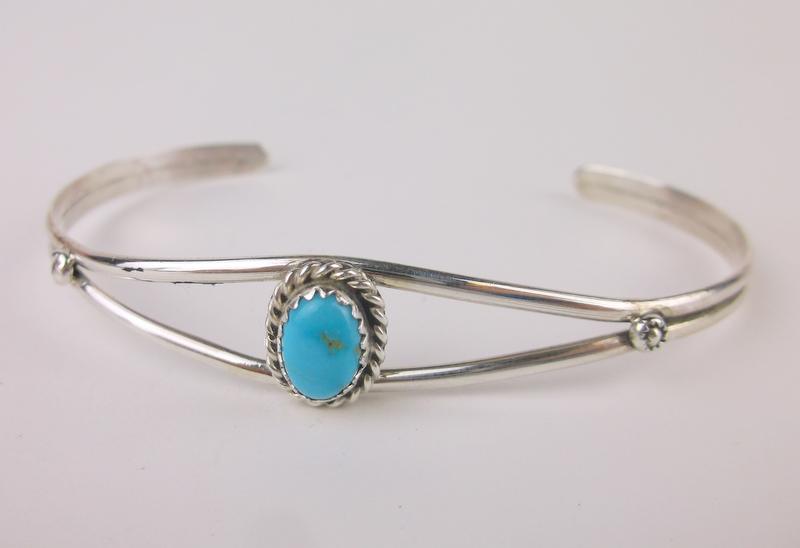 Navajo Elton Cadman Sterling Turquoise Cuff Bracelet (1 of 3)