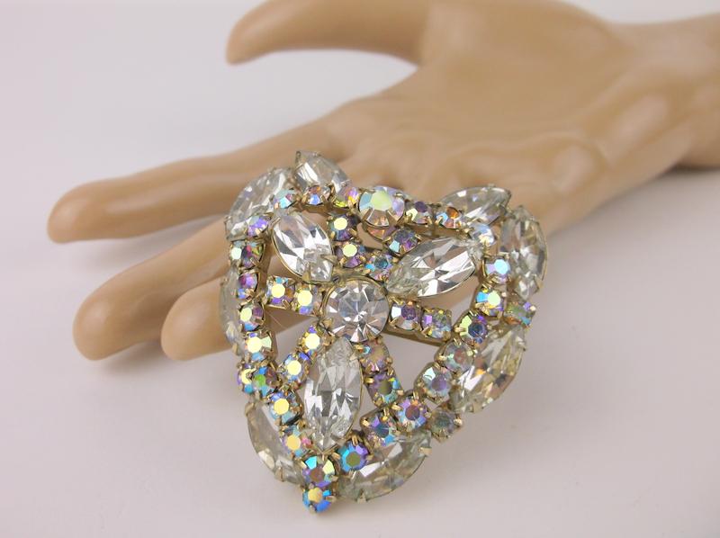 Stunning Large Antique 1950s Rhinestone Brooch (1 of 2)