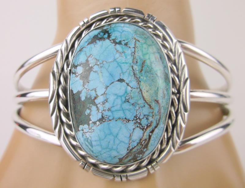 Huge Navajo Betta Lee Sterling Turquoise Cuff Bracelet (1 of 5)
