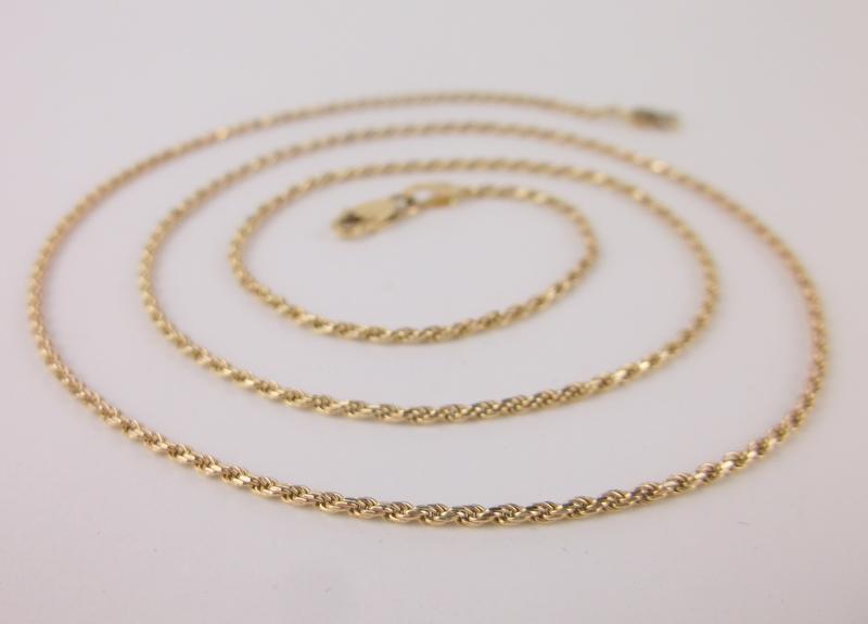 Stunning 14kt Gold Rope Chain Necklace 20.5" (1 of 3)