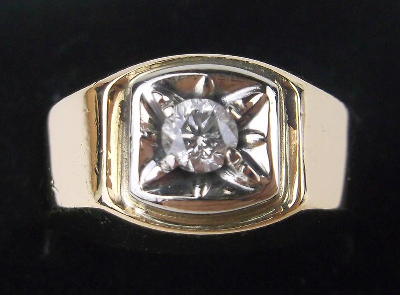 Boxed Heavy 14kt Gold .25ct Diamond Mens Ring 9.5 (1 of 6)