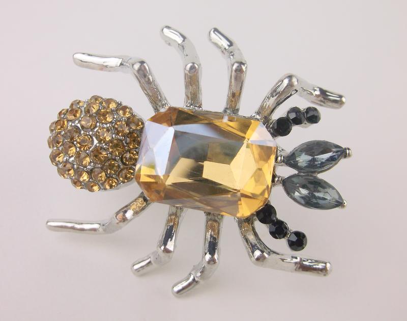 Stunning Enameled Rhinestone Insect Brooch (1 of 1)