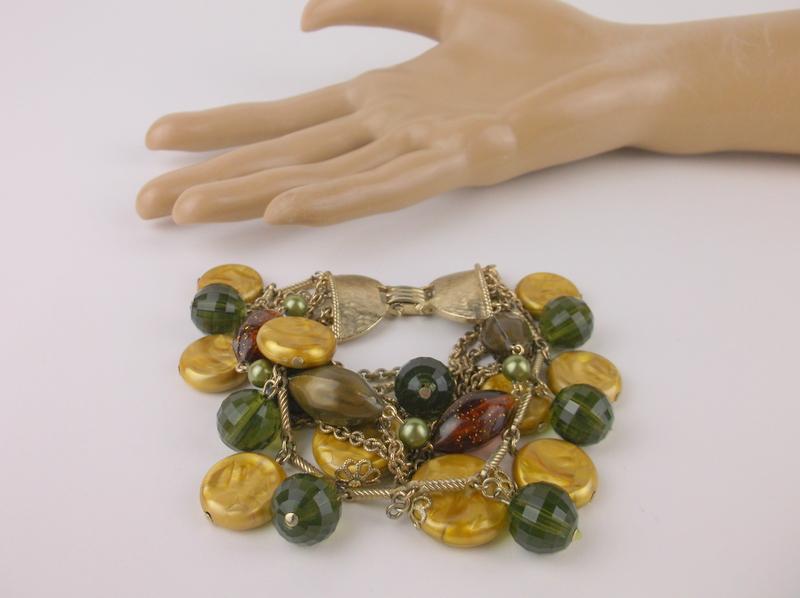 Stunning Antique 1960s Multi Chain Bracelet 7.5" Dangly: excellent condition