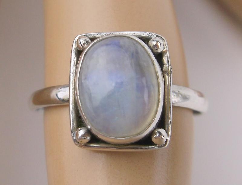 New Sterling Silver Moonstone Ring Size 7.5: Solid Sterling Silver Guaranteed, in Brand New Never Worn Condition.