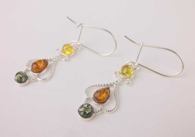 New Sterling Silver Genuine Amber Drop Earrings (1 of 1)