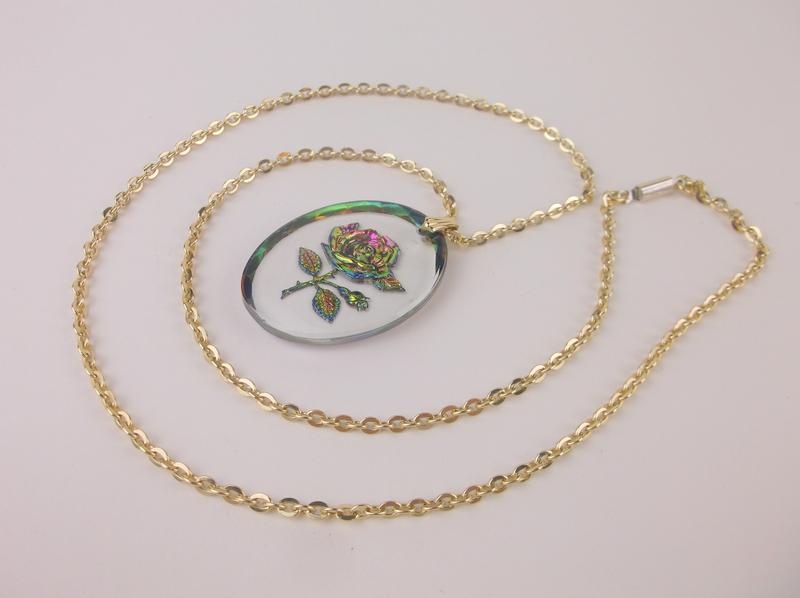 Stunning Antique Germany Rose Cameo Necklace 24": excellent condition