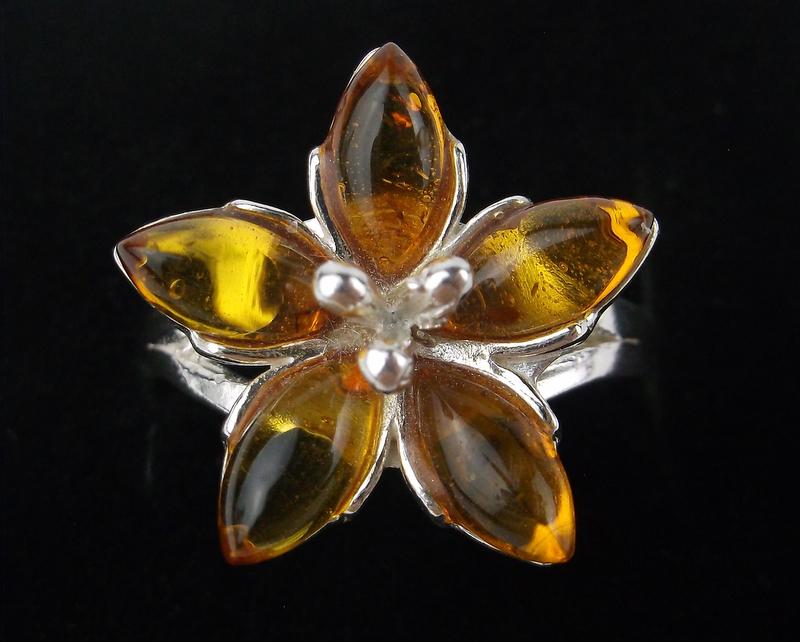 New Sterling Silver Genuine Amber Ring Size 7 (1 of 1)