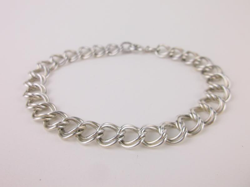 Stunning Antique AJC Sterling Silver Chain Bracelet 7" (1 of 1)