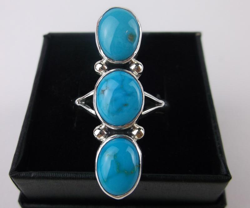 Sharon Francisco Navajo Sterling Silv Turquoise Ring 9 (1 of 3)