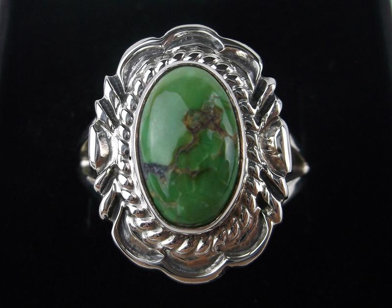 Virgil Chee Navajo Sterling Sonoran Turquoise Ring 7.5 (1 of 2)