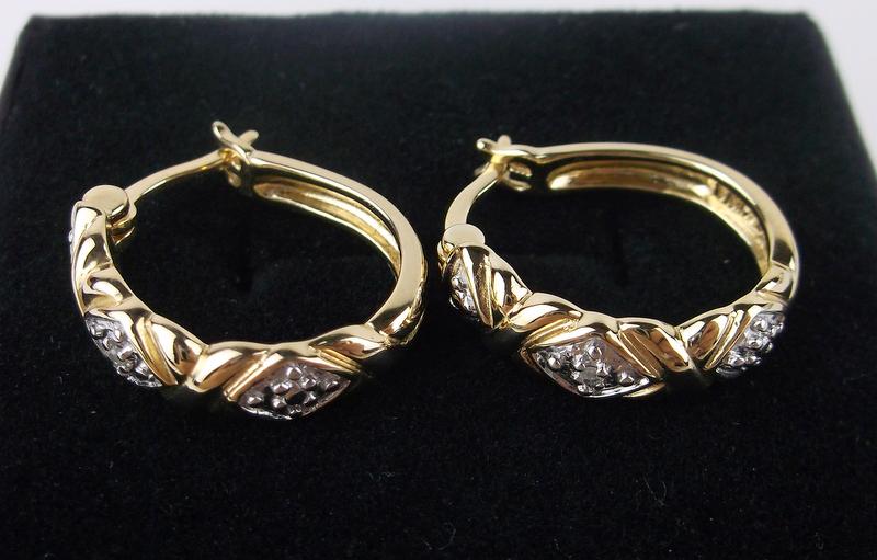 New Gold Over Sterling Silver Diamond Earrings (1 of 2)