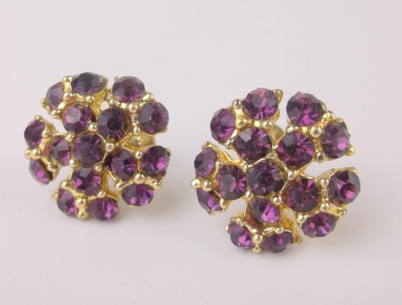 Gorgeous Antique 1950s Rhinestone Earrings (1 of 1)