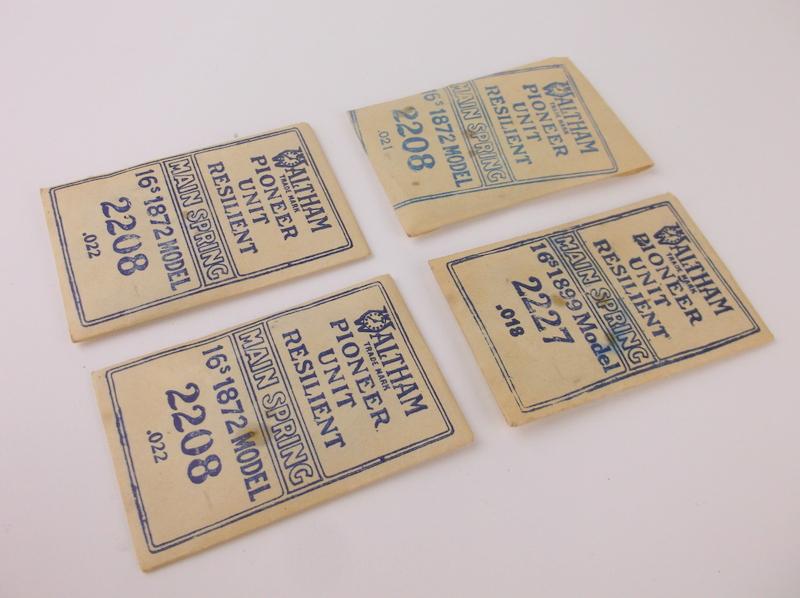 Antique 1940s NOS Waltham Watch Mainsprings x4: p - Antique New Old Stock originals. From a Collection that came directly from a Watch Repair Shop that closed in the 1950s and operated from the late 1800s to early 1950s. These items have never been