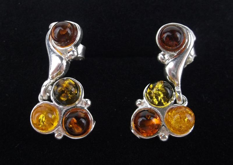 New Sterling Silver Genuine Amber Stud Earrings (1 of 1)