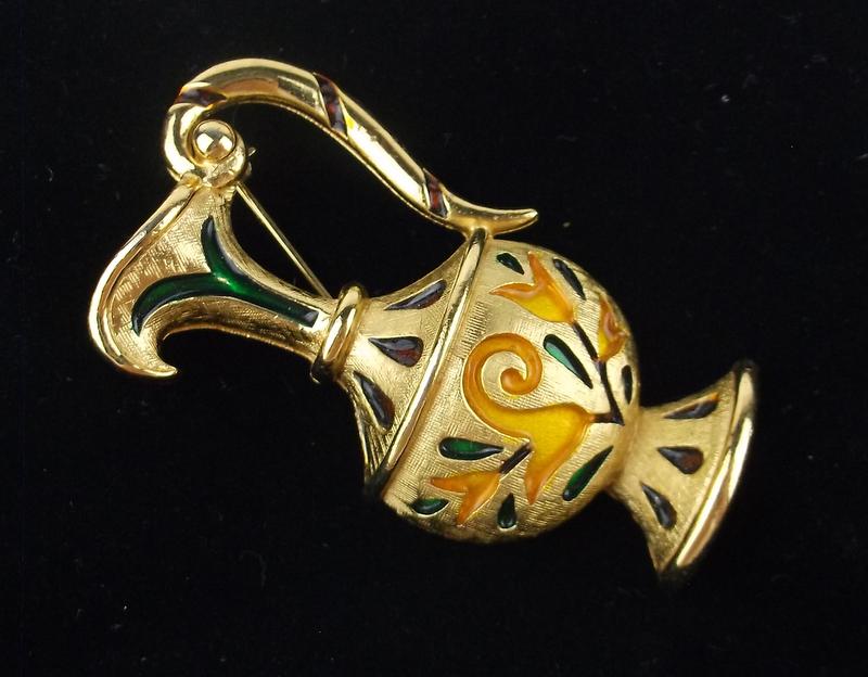 Mint Vintage Trifari Enameled Ewer Brooch (1 of 2)