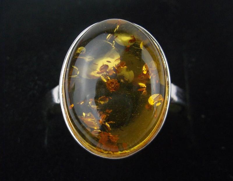 New Boxed Sterling Silver Genuine Amber Ring 7.5 (1 of 2)