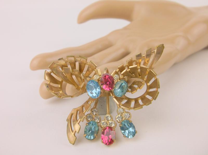 Stunning Large Antique 1940s Rhinestone Brooch (1 of 3)
