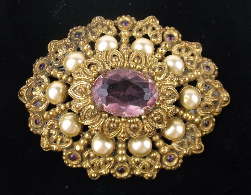Stunning Antique 1910s Large Rhinestone Brooch (1 of 5)
