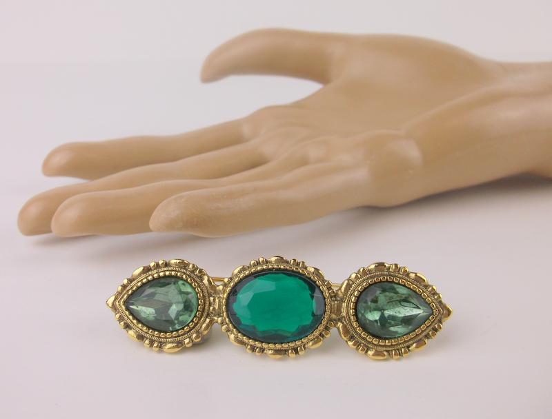 Mint Rhinestone Long Brooch (1 of 2)