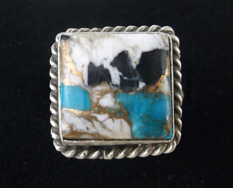 Navajo Robert Shakey Sterling Turquoise Buffalo Ring 6 (1 of 3)