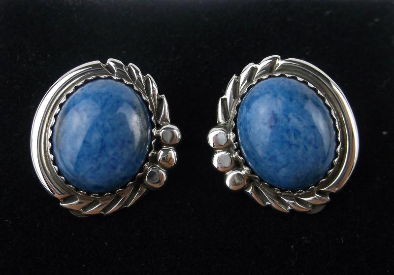 Stunning Vintage Navajo Sterling Silver Lapis Earrings (1 of 2)