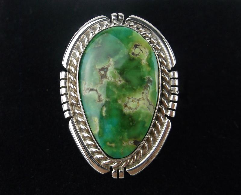 Navajo Dave Skeets Sterling Sonoran Turquoise Ring 7 (1 of 3)