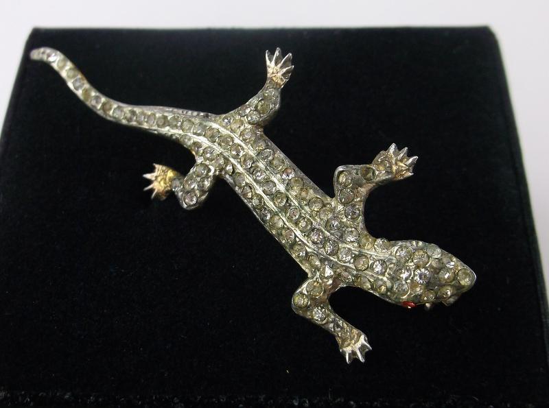 Gorgeous Antique 1950s Sterling Silver Lizard Brooch (1 of 2)