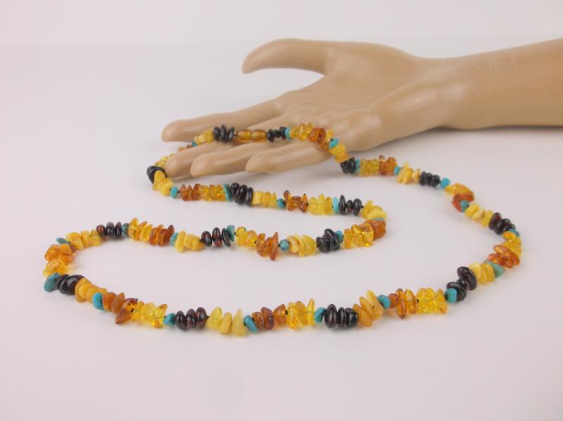 New Genuine Amber Turquoise Necklace 28" (1 of 3)
