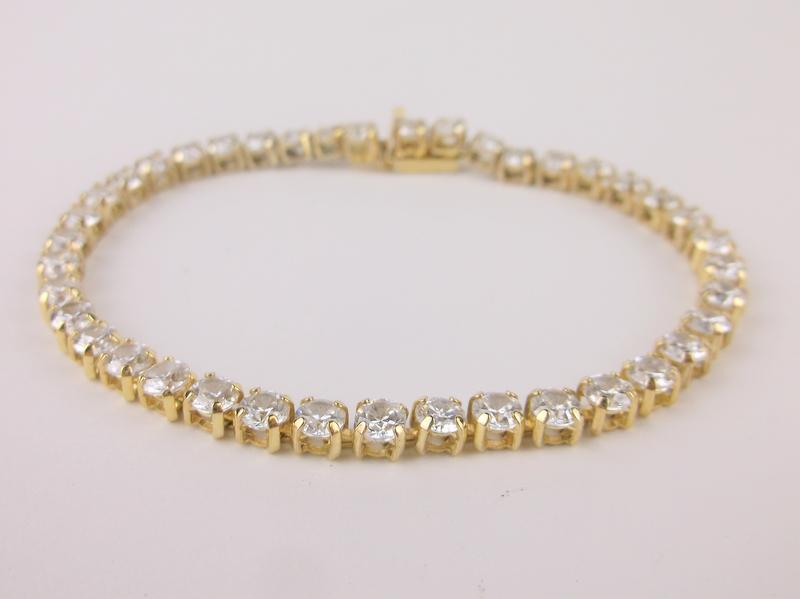 Stunning Vintage Gold Over Sterling Tennis Bracelet 7": Guaranteed Solid 925 Sterling Silver, in Excellent Condition