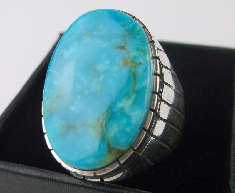 Huge Navajo Ray Jack Sterling King Turquoise Ring 10: Ray Jack, Navajo Handmade Solid Sterling Silver Ring, Boxed, in Brand new Never Worn Condition, very heavy thick ring.