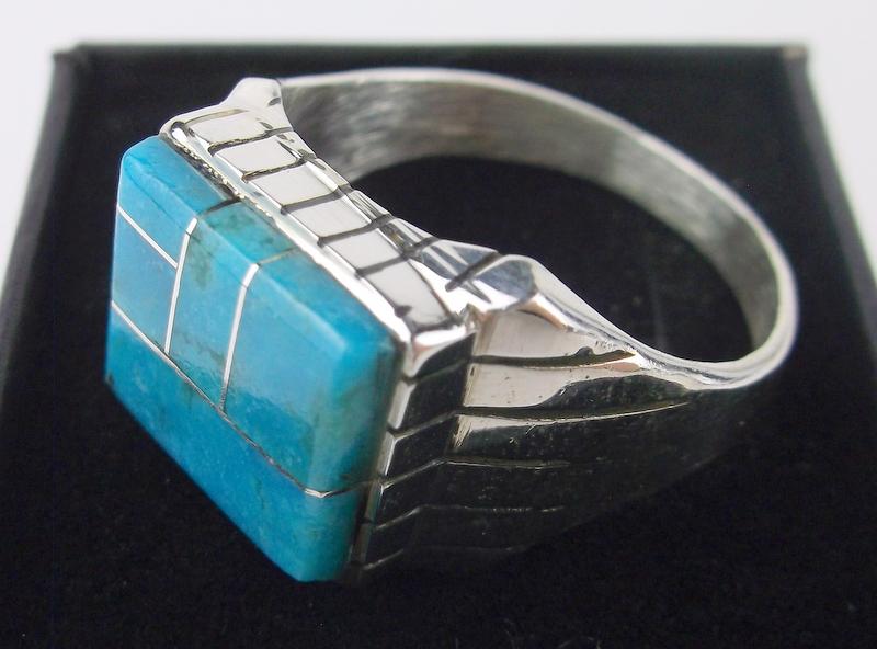 Navajo Ray Jack Sterling Silv Turquoise Ring 13 Large (1 of 3)