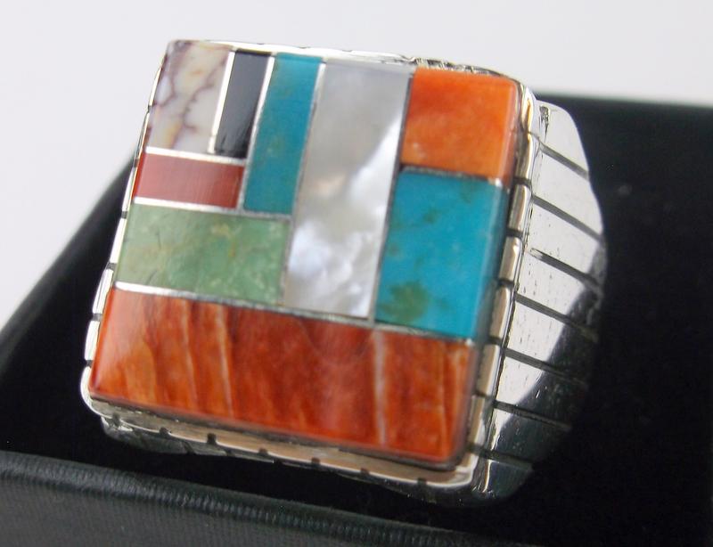 Huge Navajo Ray Jack Sterling Multi Stone Ring 12 (1 of 3)