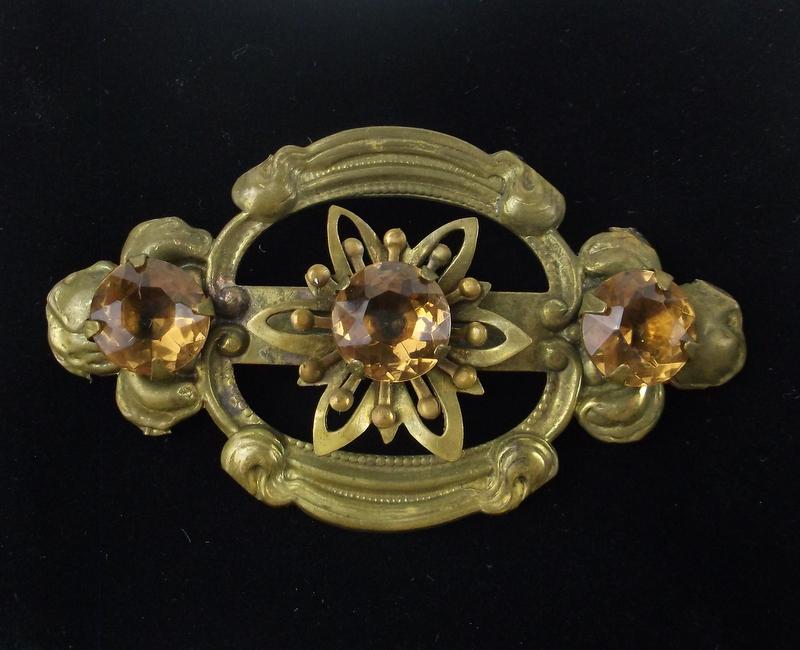 Antique 1910s Art Nouveau Rhinestone Brooch (1 of 3)